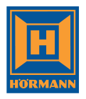 Hörmann logo: blue and orange square with stylized H and text below