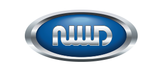 Blue oval NWD logo with metallic silver border and white stylized letters