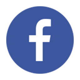 The facebook logo is in a blue circle on a white background.