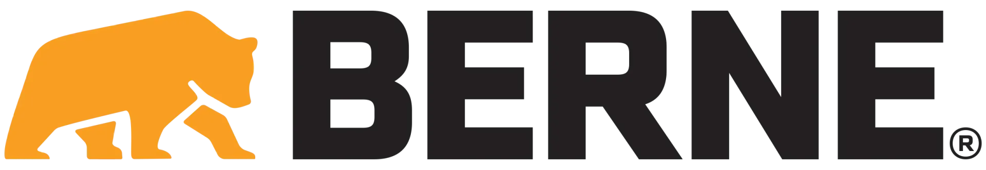 A logo for a company called berne with a bear on it.