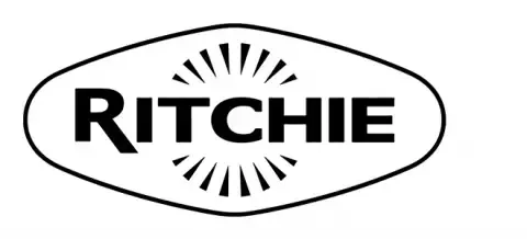 A black and white logo for ritchie on a white background.