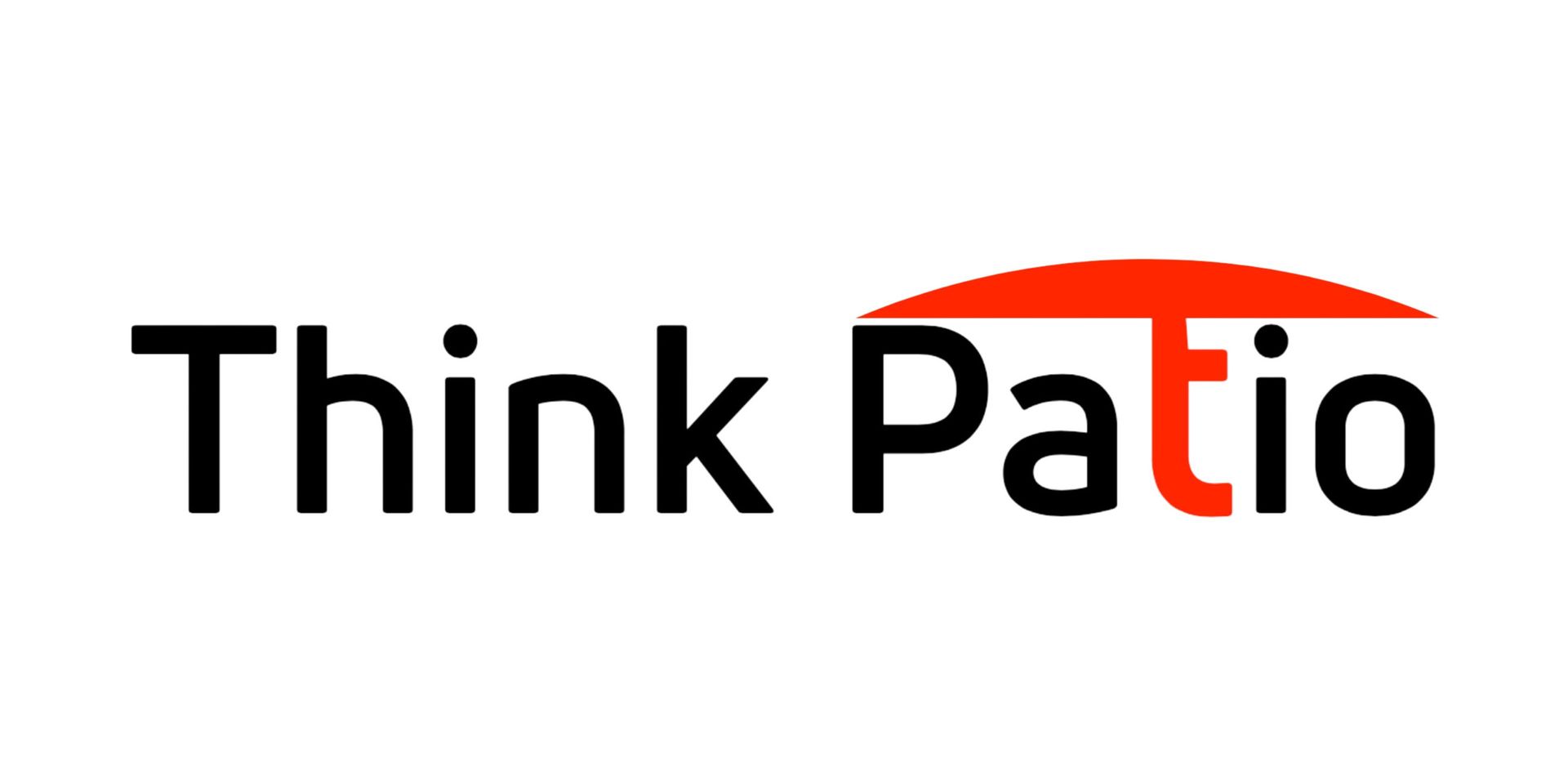 The think patio logo is black and red on a white background.