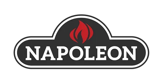 The napoleon logo has a red flame on it.