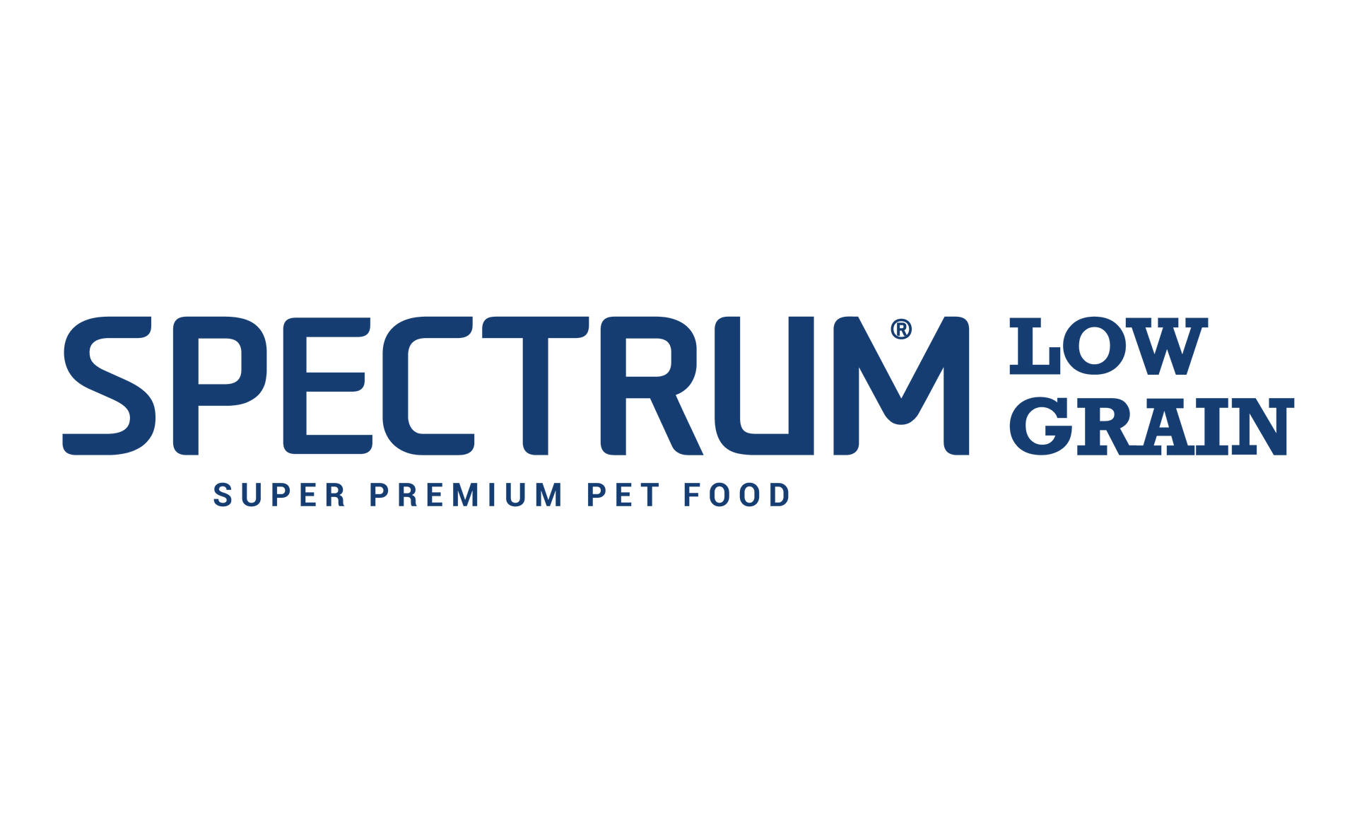 The logo for spectrum low grain super premium pet food.