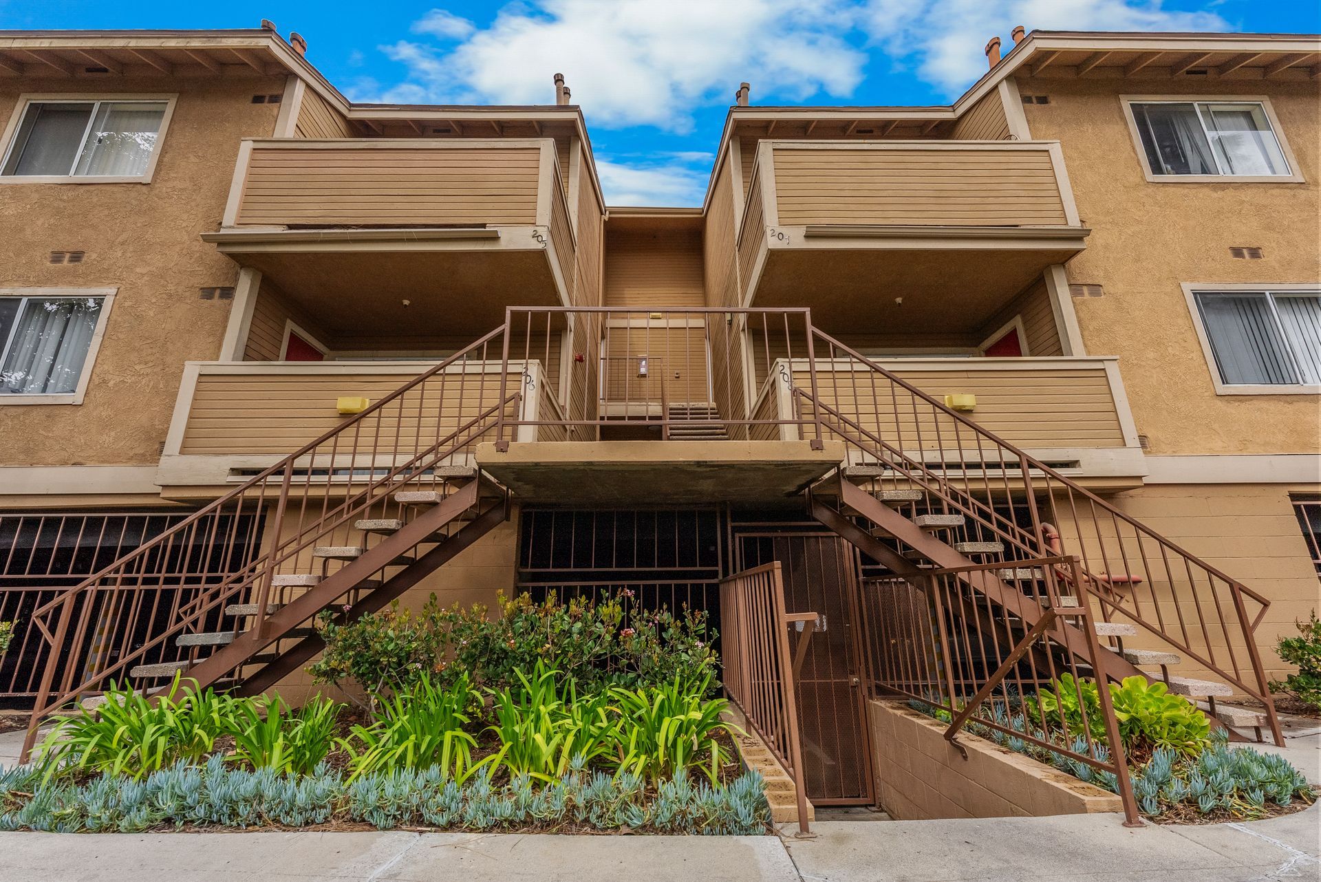 staircases leading to apartments