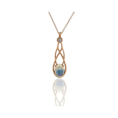 A necklace with a pendant and a diamond on a chain