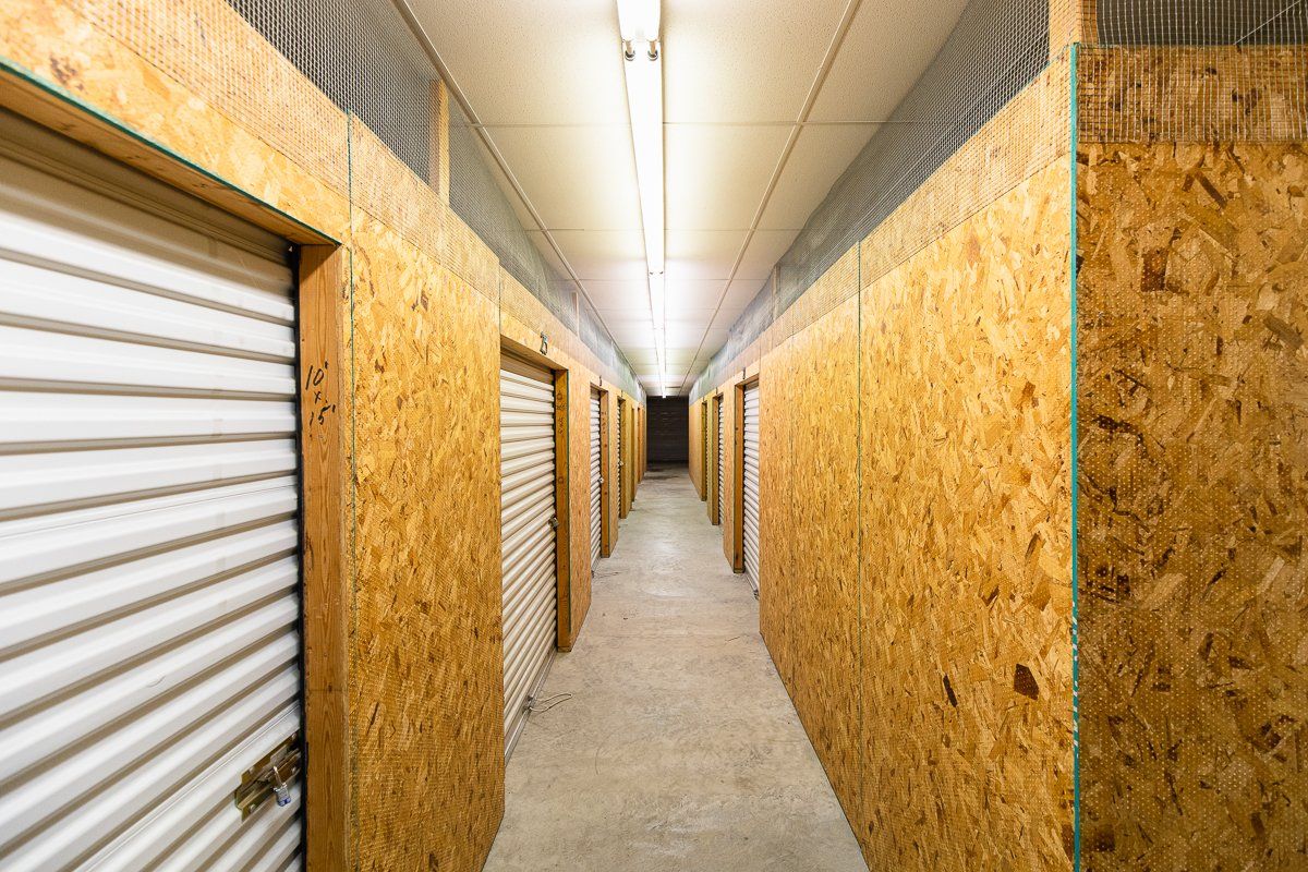 Wide view of interior storage hallway