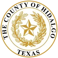 Hidalgo County, Texas seal: gold star, olive branch wreath, text 