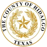 Seal of Hidalgo County, Texas, gold and white, with star and wreath.
