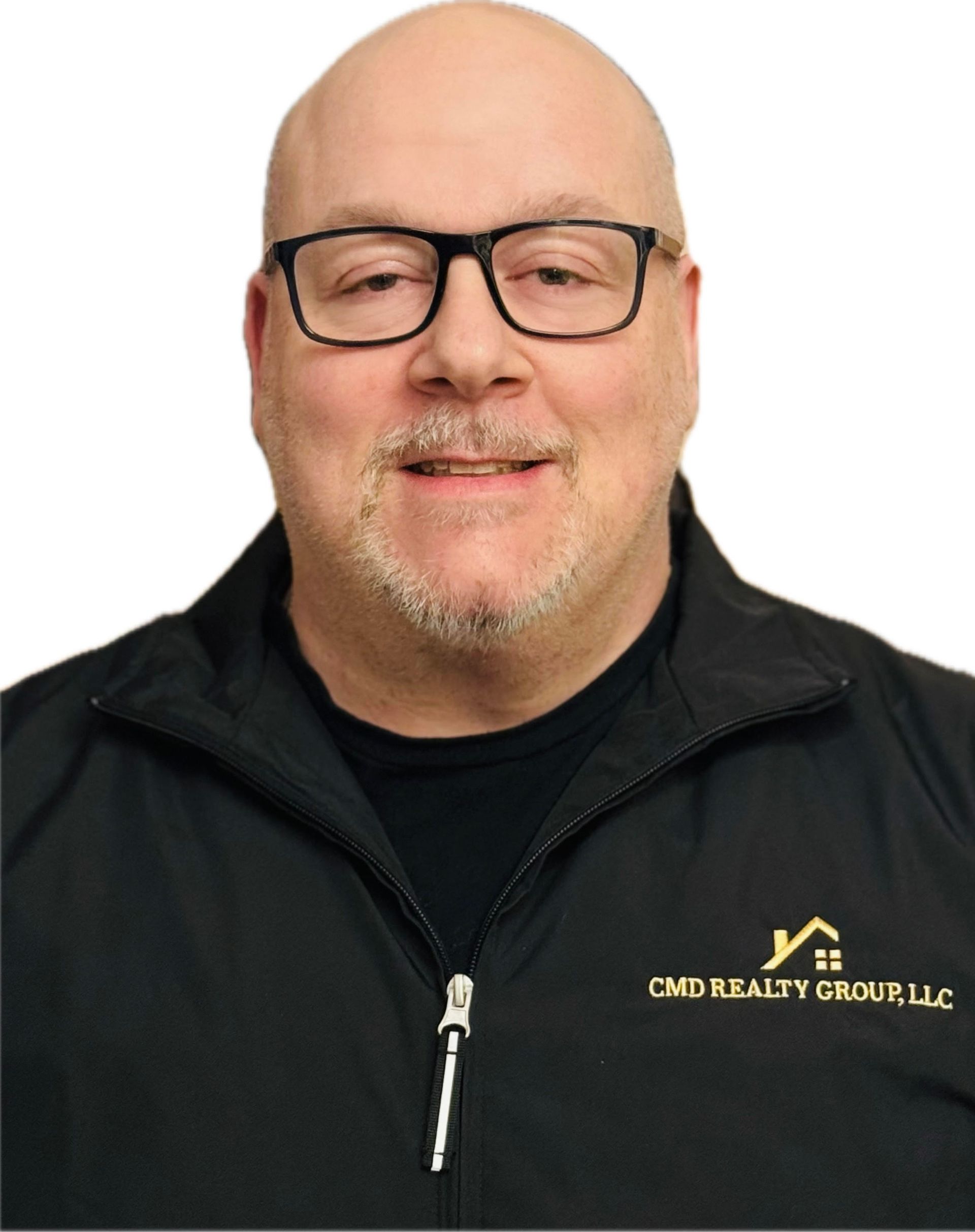 Man in black jacket with glasses