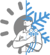 A man is holding a gauge in front of a snowflake.