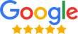 A google logo with five stars on it on a white background.