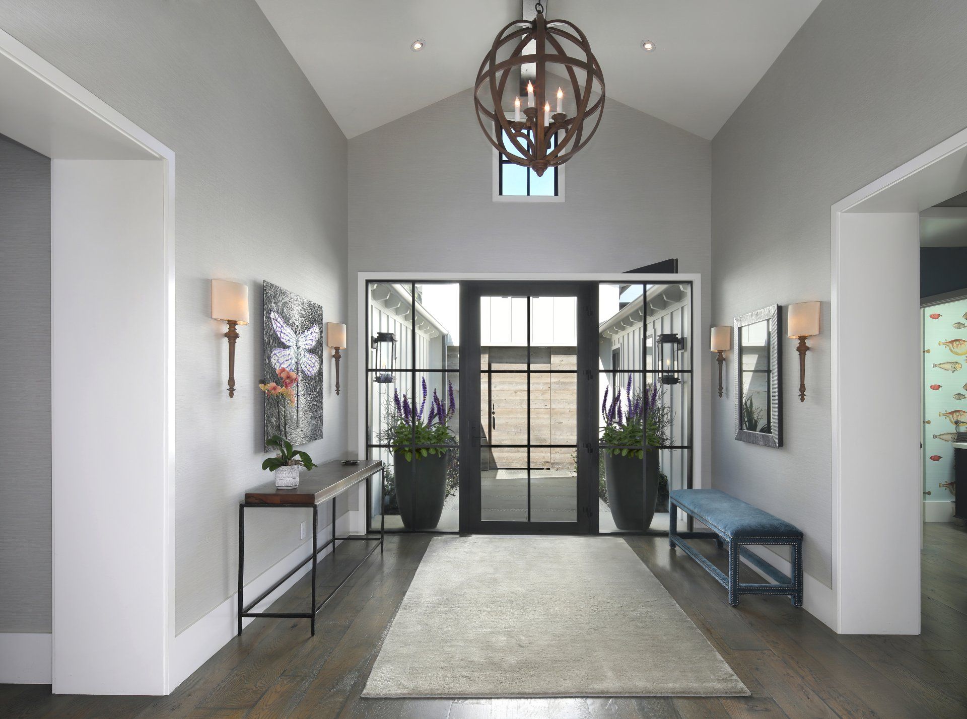entryway of traditional home in Laguna Hills, CA designed by Studio 6 Architects