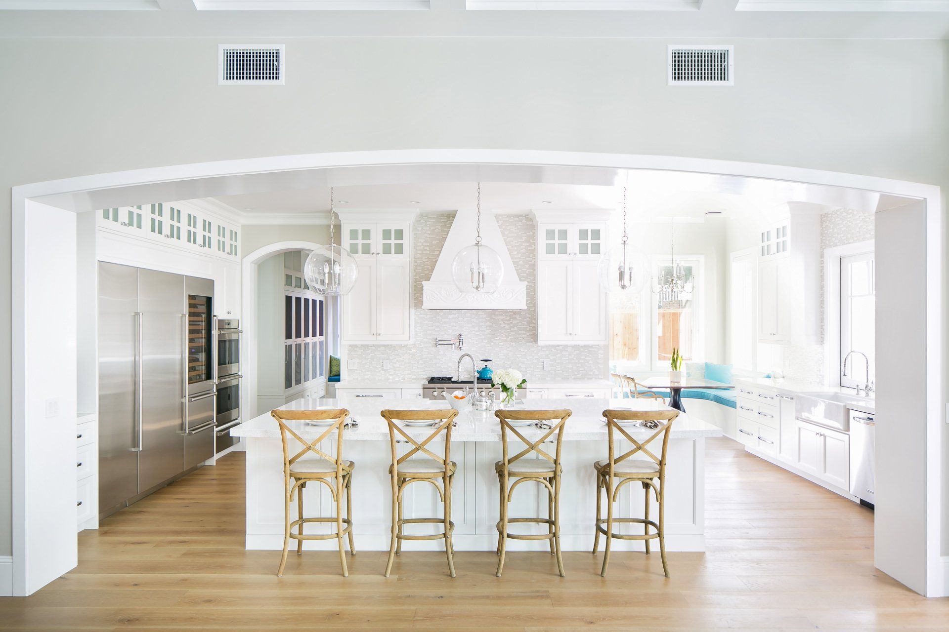 Kitchen of a cape cod style home  in Newport Beach designed by Studio 6 Architects