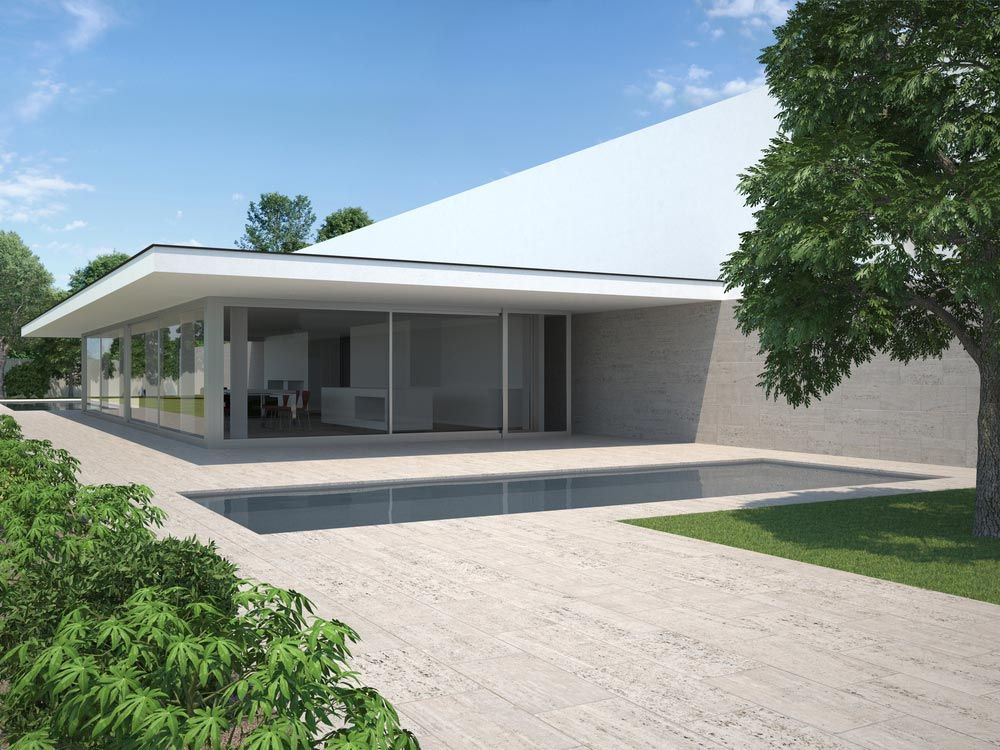 Modern House With Garden And Pool, And White Painting — Professional Painters in Byron Bay, NSW