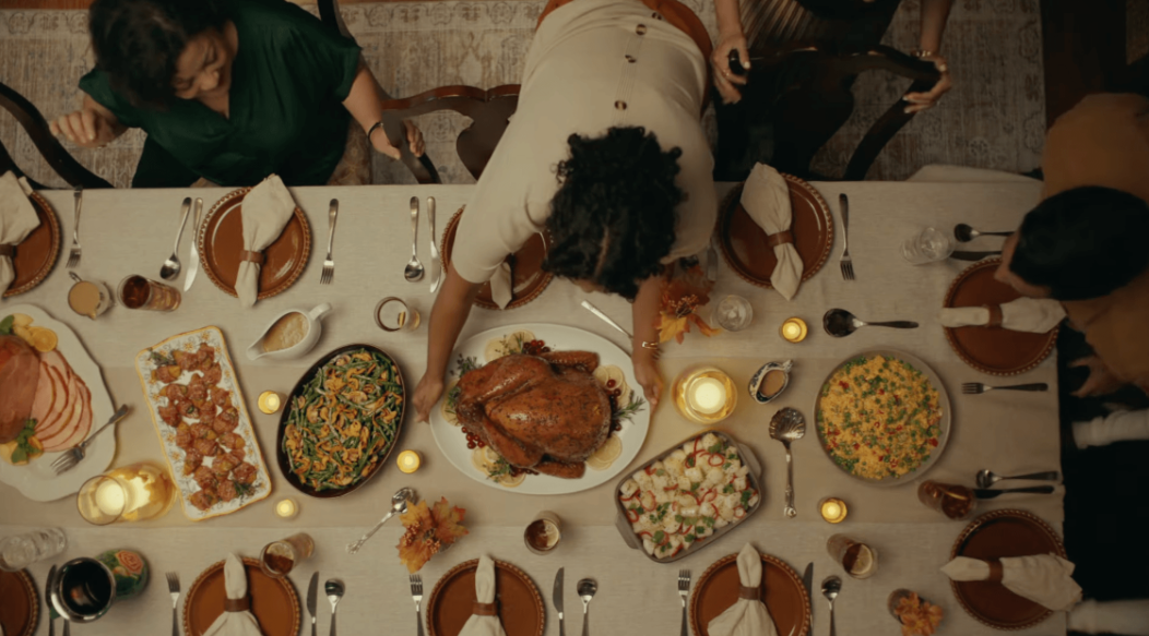 family celebrating thanksgiving