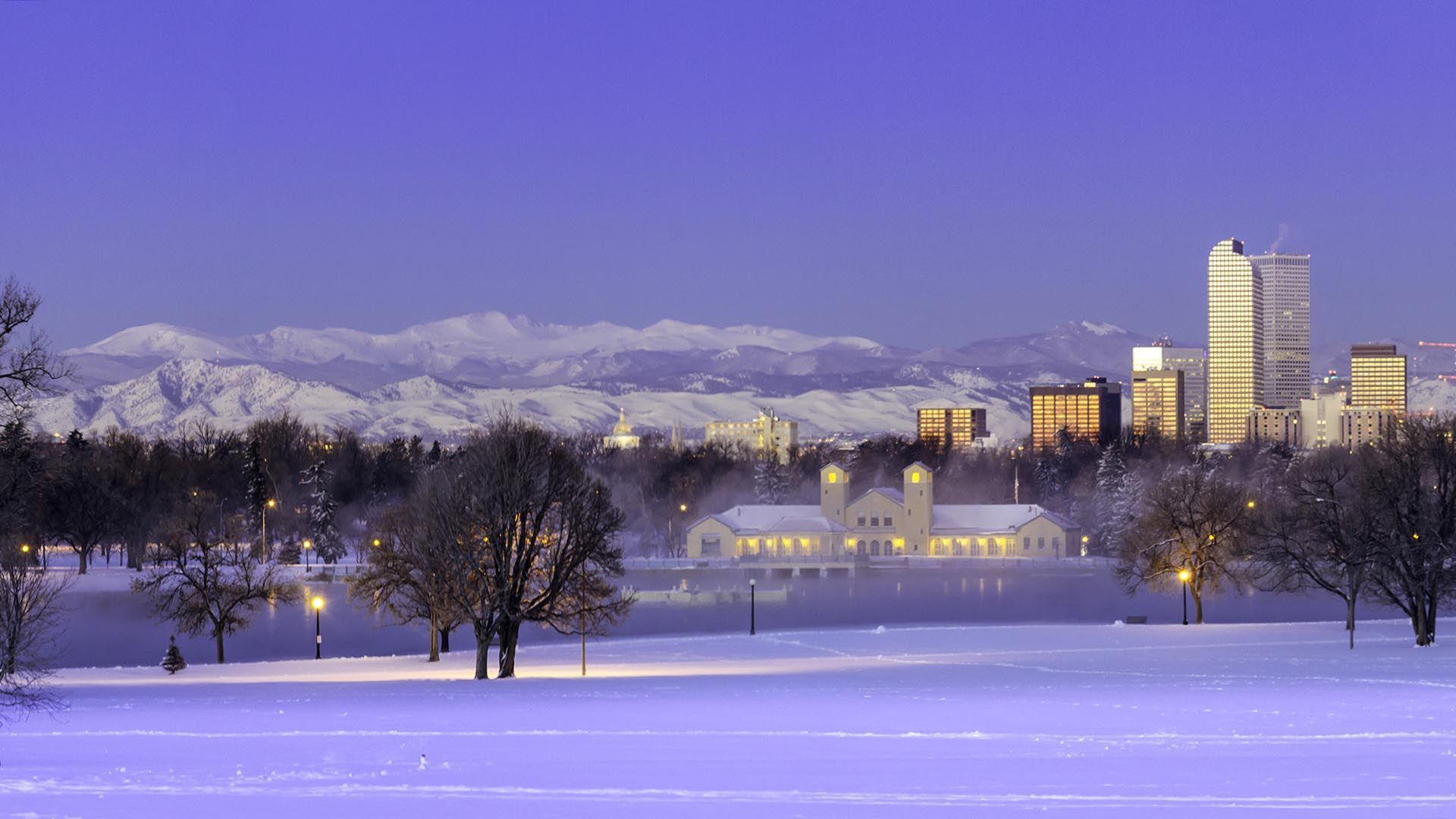 Denver skyline during winter