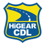 A blue and yellow logo for higear cdl