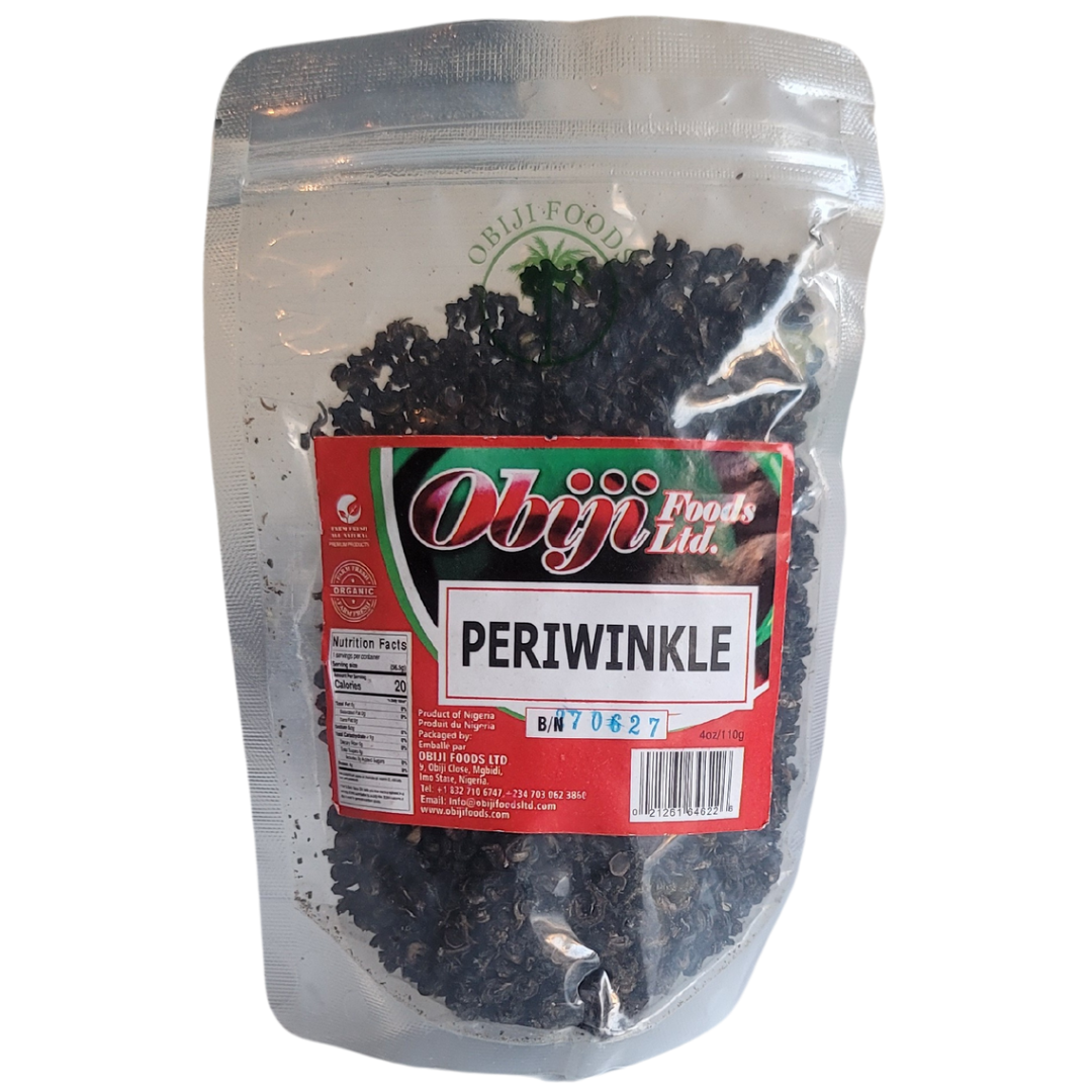 A bag of periwinkle on a white background