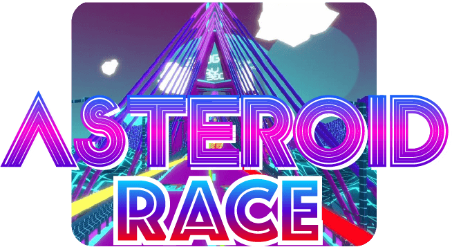 Un logotipo para la carrera de asteroides con un puente en el fondo.