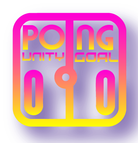 Un logotipo para un juego llamado Pong Unity Goal.