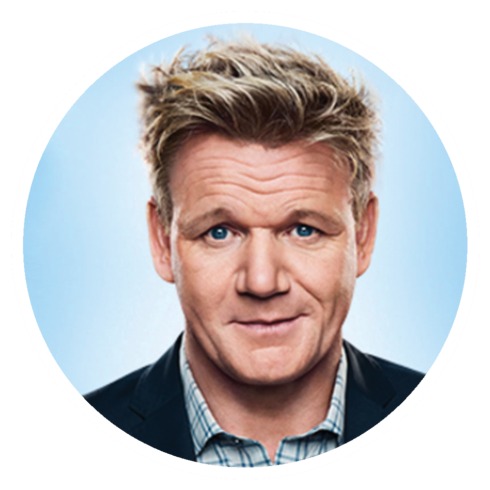 Gordon Ramsay, chef, smiling, with blue eyes and blond hair.