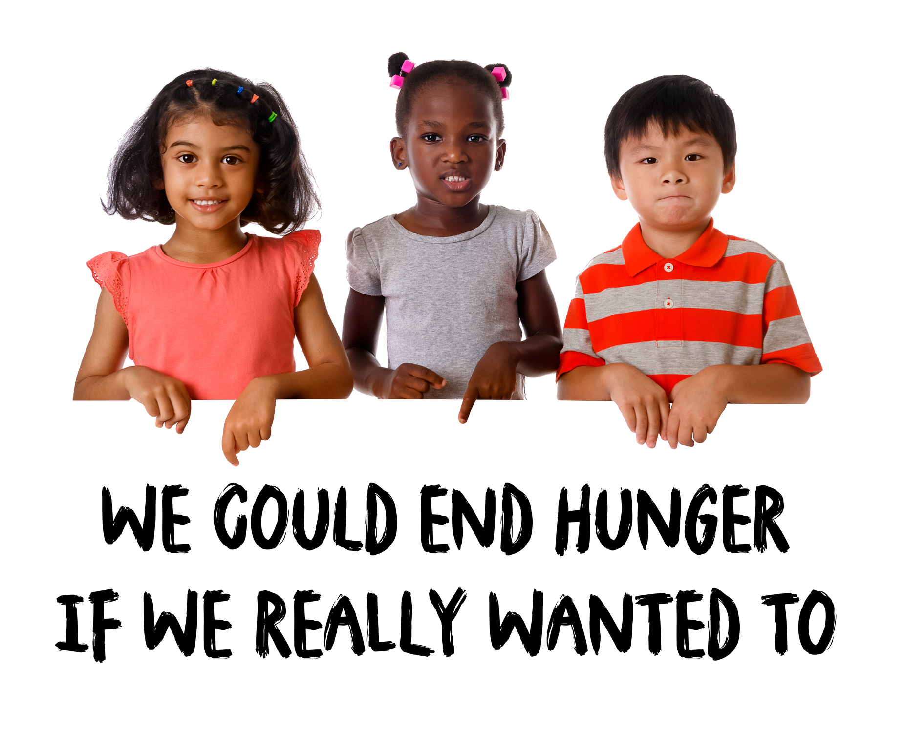 Three children holding sign: 