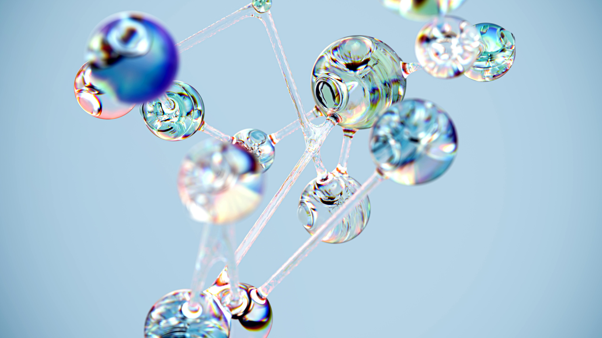 Glassy molecular structure.