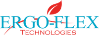 The logo for ergo-flex technologies has a red leaf on it.