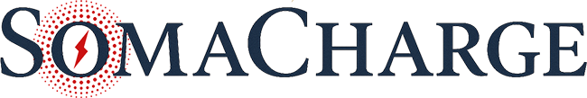 The logo for somacharge is shown on a white background.