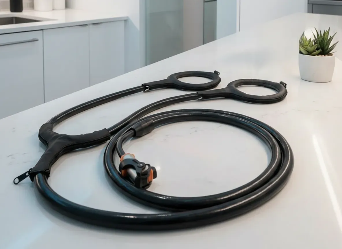 Woman using somacharge unit with SomaCharge controller in gym