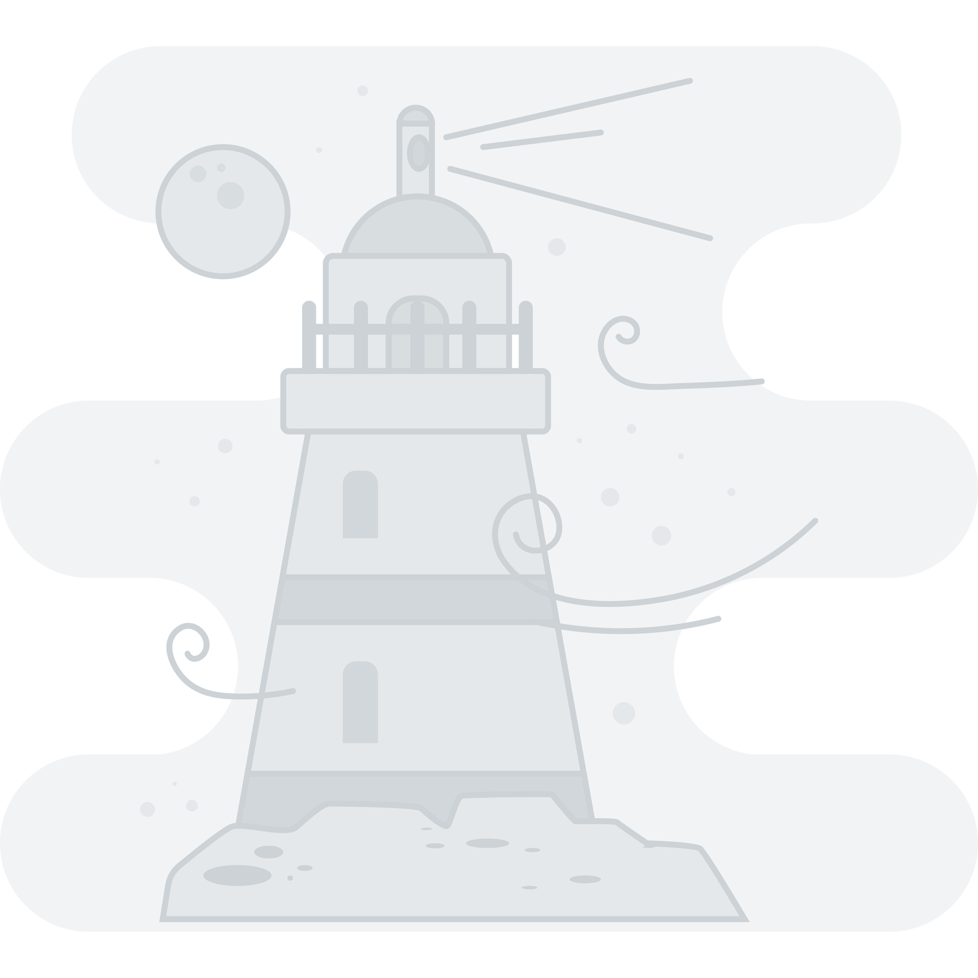 A lighthouse is sitting on top of a rock in the middle of the ocean.