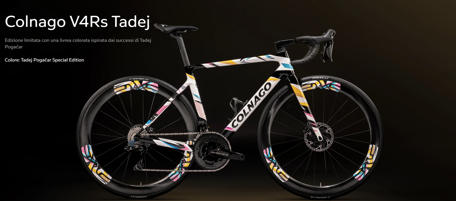 Una bicicletta Colnago V4RS Tacej con sfondo nero