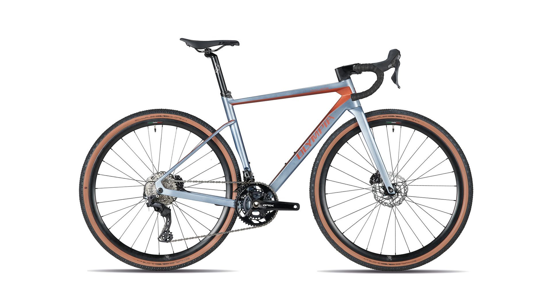 Una bicicletta è raffigurata su uno sfondo bianco.