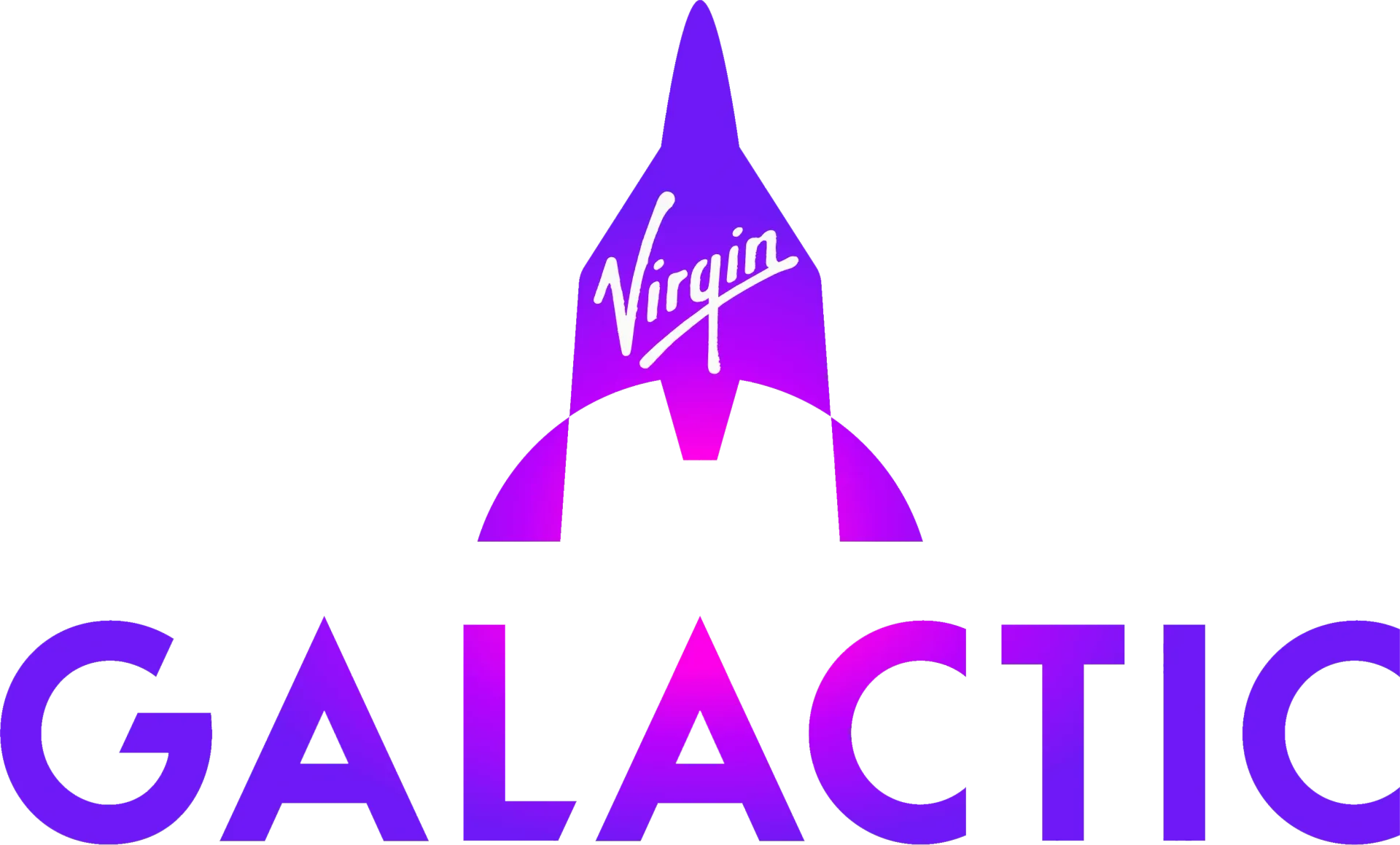 The virgin galactic logo has a purple rocket on it