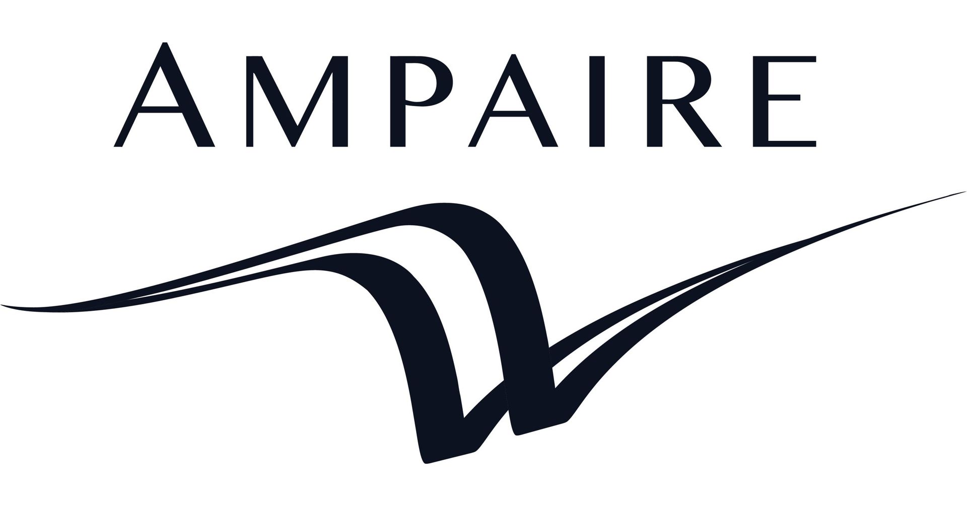 A black and white logo for ampaire with a bird on it