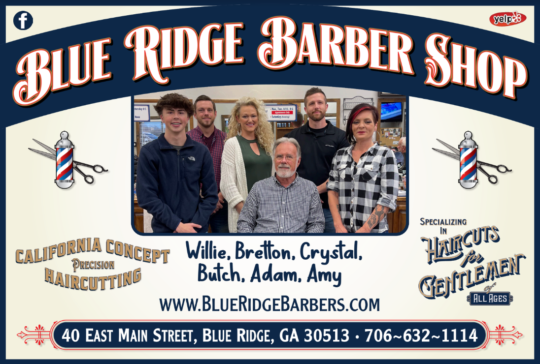 blue ridge barber shop business card