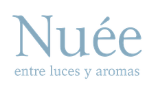 A logo for a company called Nuée entre Luces y Aromas
