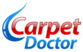 A red and blue logo for carpet doctor