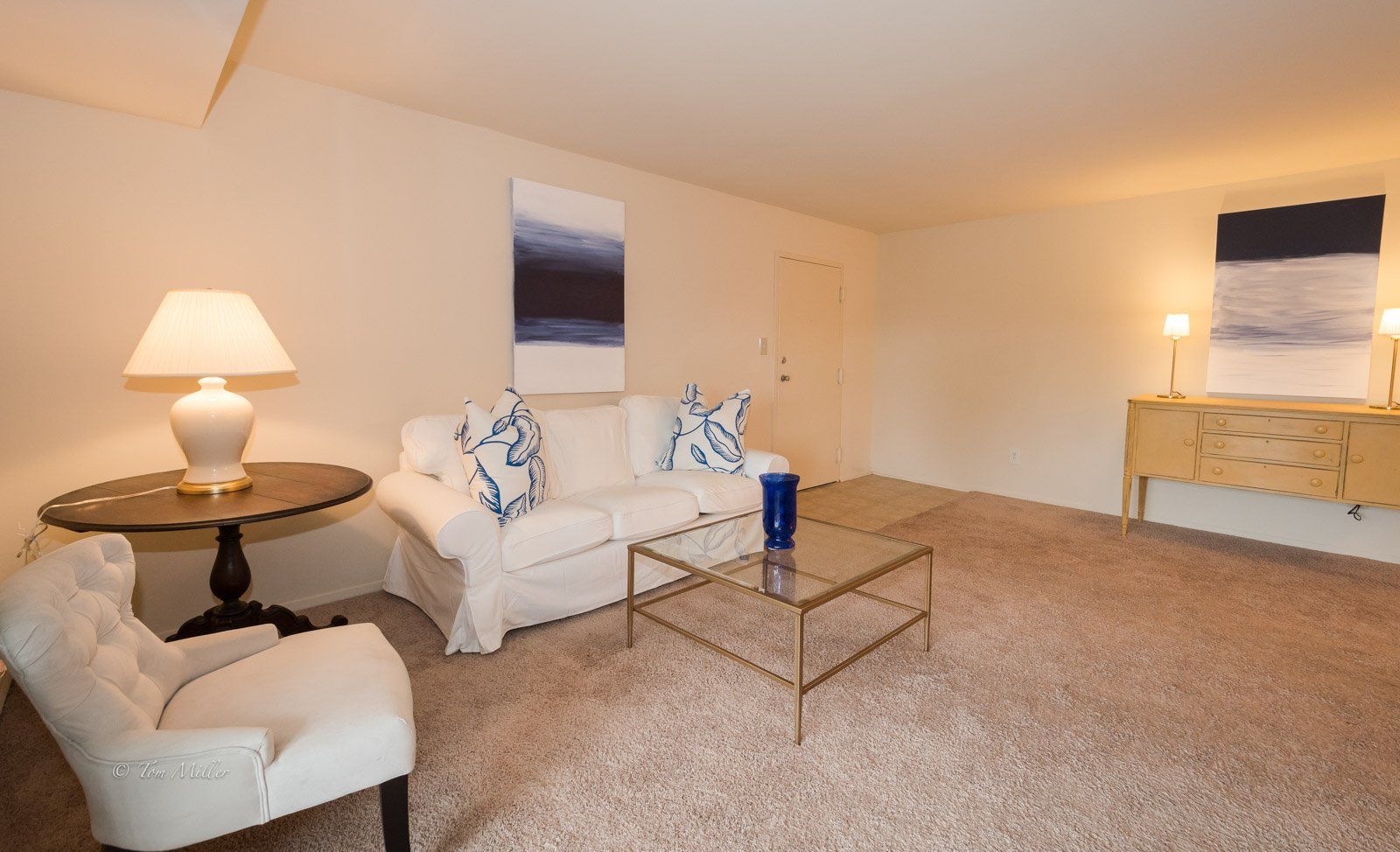 The front door and living room