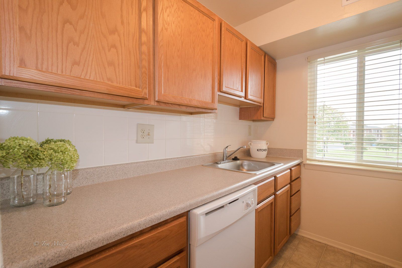 Stainless steel kitchen sink next to the dish washer