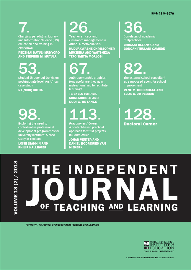 The cover of the independent journal of teaching and learning.