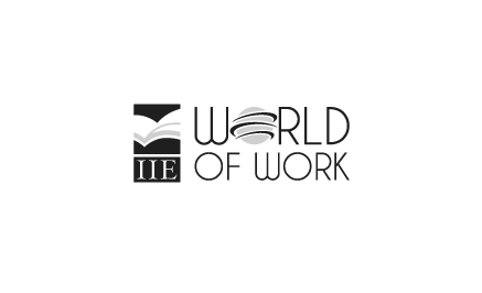 A black and white logo for the world of work.