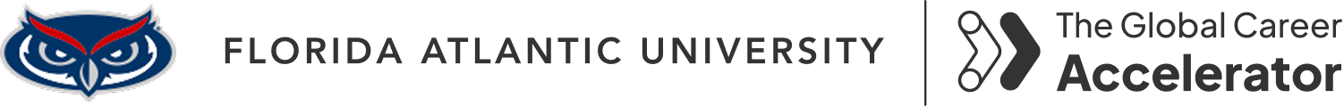 Logos for Florida Atlantic University and The Global Career Accelerator.