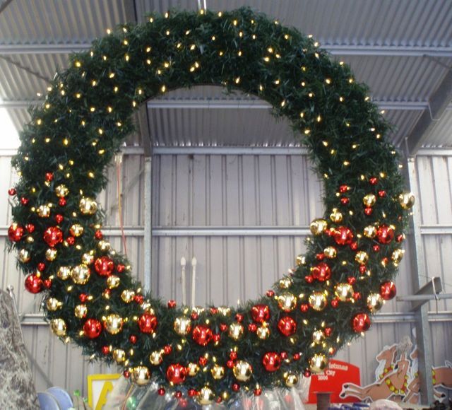 large decorated Christmas wreath