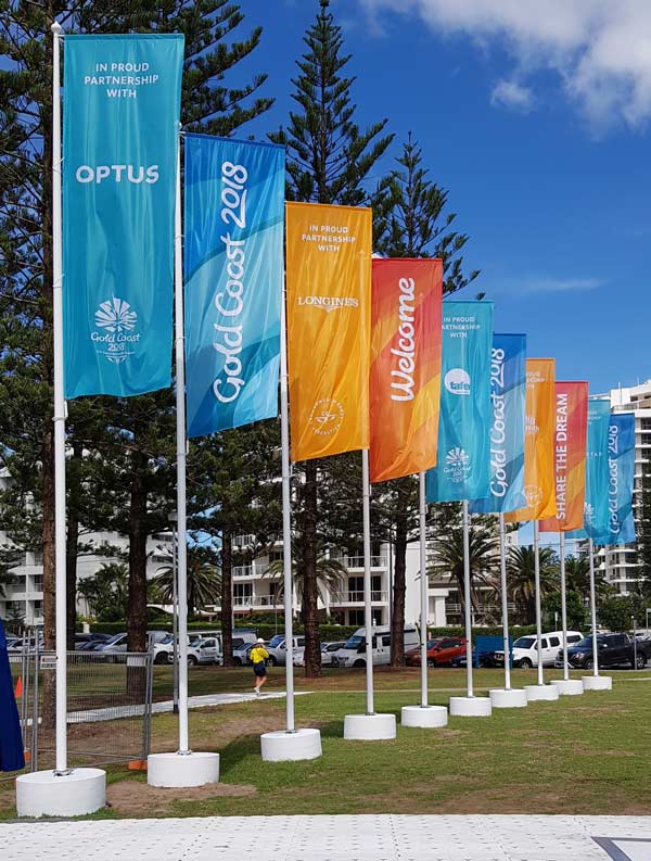 banners on flagpoles