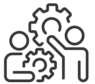 mensen en een tandwiel