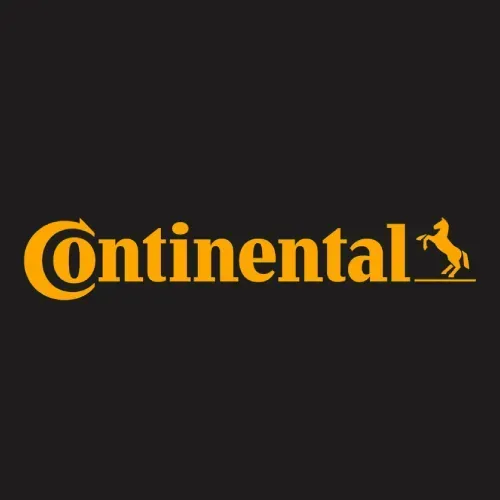 Continental logo: yellow text and horse icon on black background.