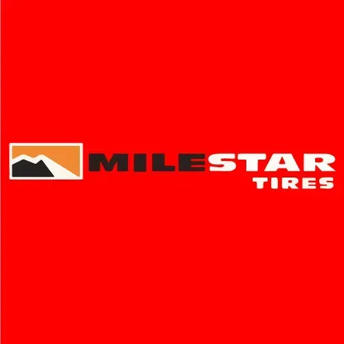 MileStar Tires logo on red background. Features a mountain graphic and the brand name.