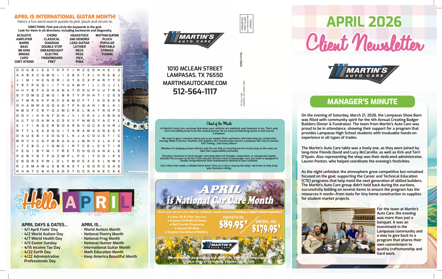 April 2026 Newsletter | Martin’s Auto Care